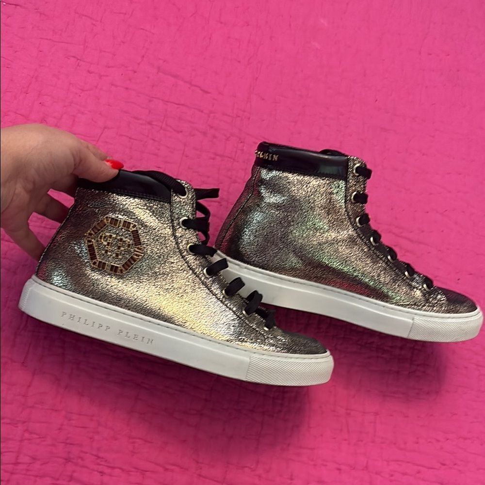 Philipp Plein women Gold High-Top Sneakers, US7